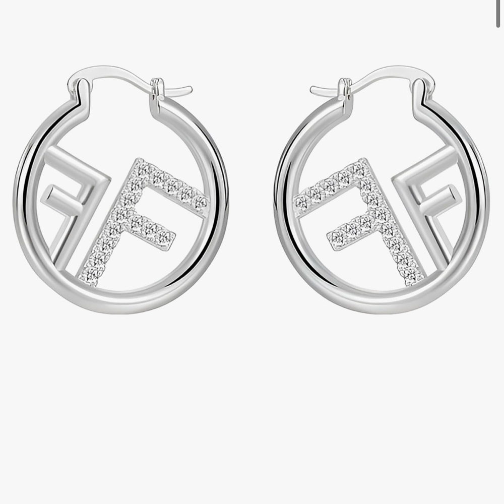 FENDI Vibes Hoop Earrings with Crystal Accents
